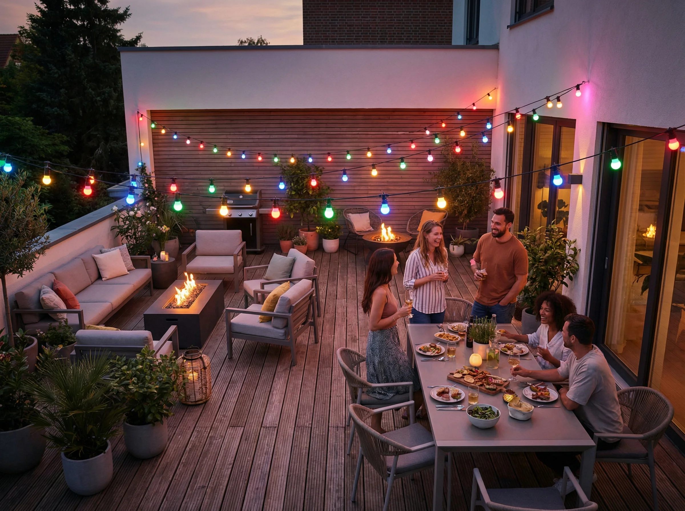 BRMesh outdoor string lights 48ft RGB weatherproof lighting patio deck party