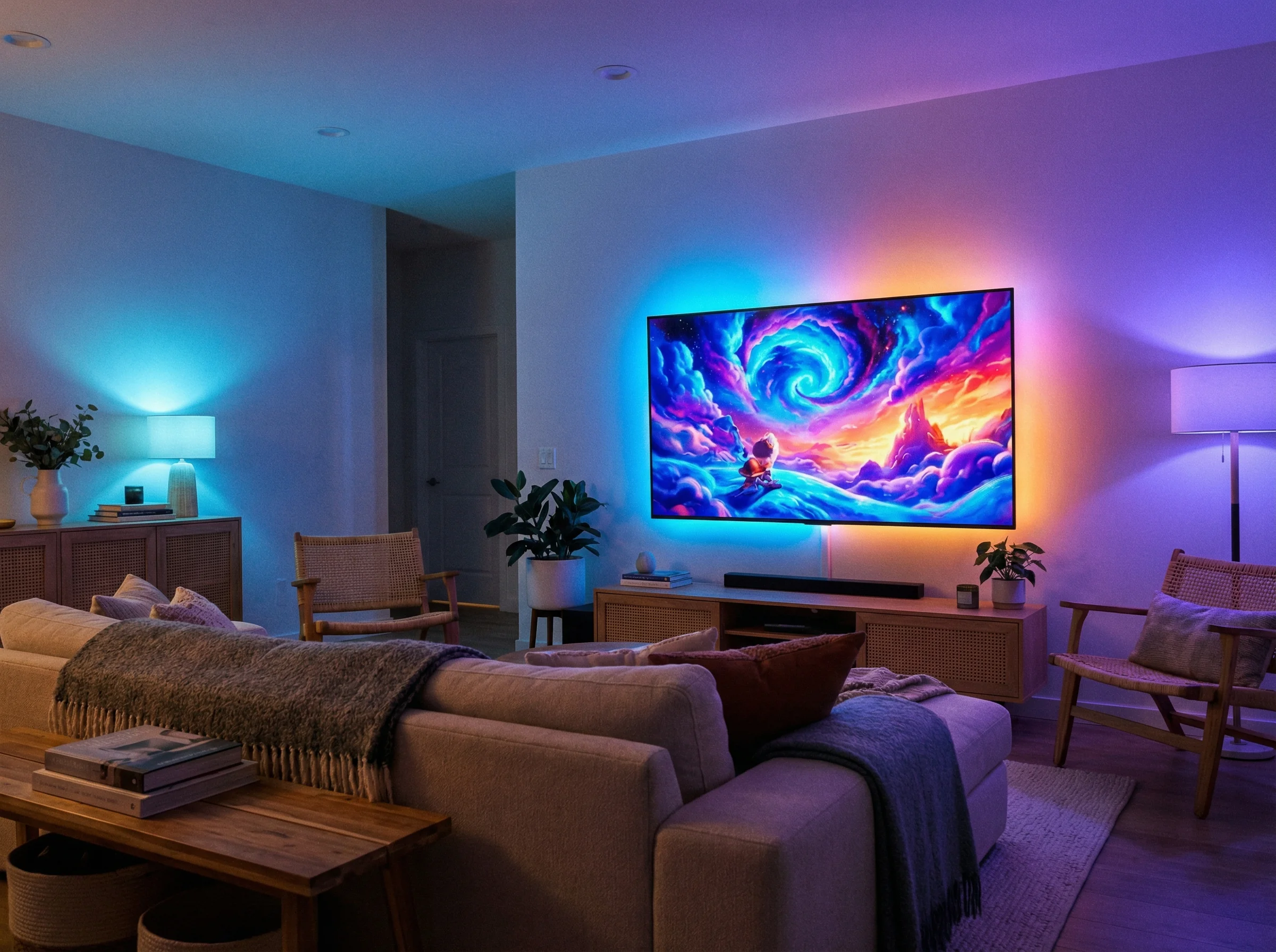 BRMesh TV backlight HDMI sync RGB bias lighting for 55-85 inch TV gaming movies